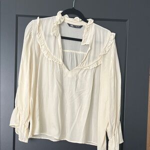 Zara Cream Ruffled Blouse